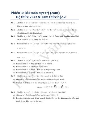 Phiếu học tập Toán Bài toán cực trị (cont) Hệ thức Vi-Et & Tam thức bậc 2